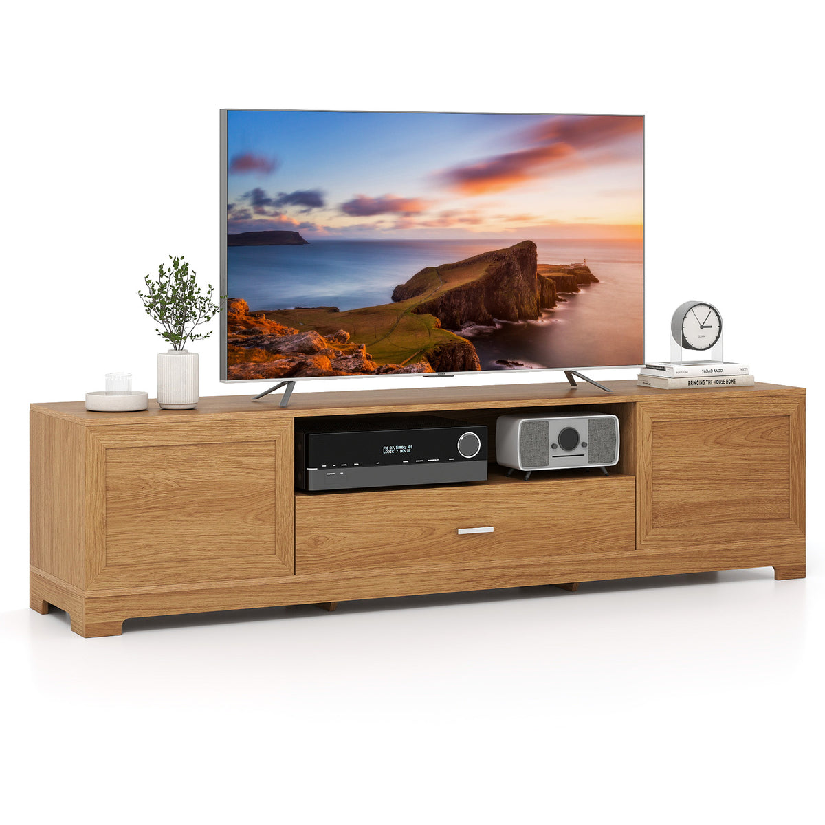 Farmhouse Rustic TV Stand up to 80" - Natural