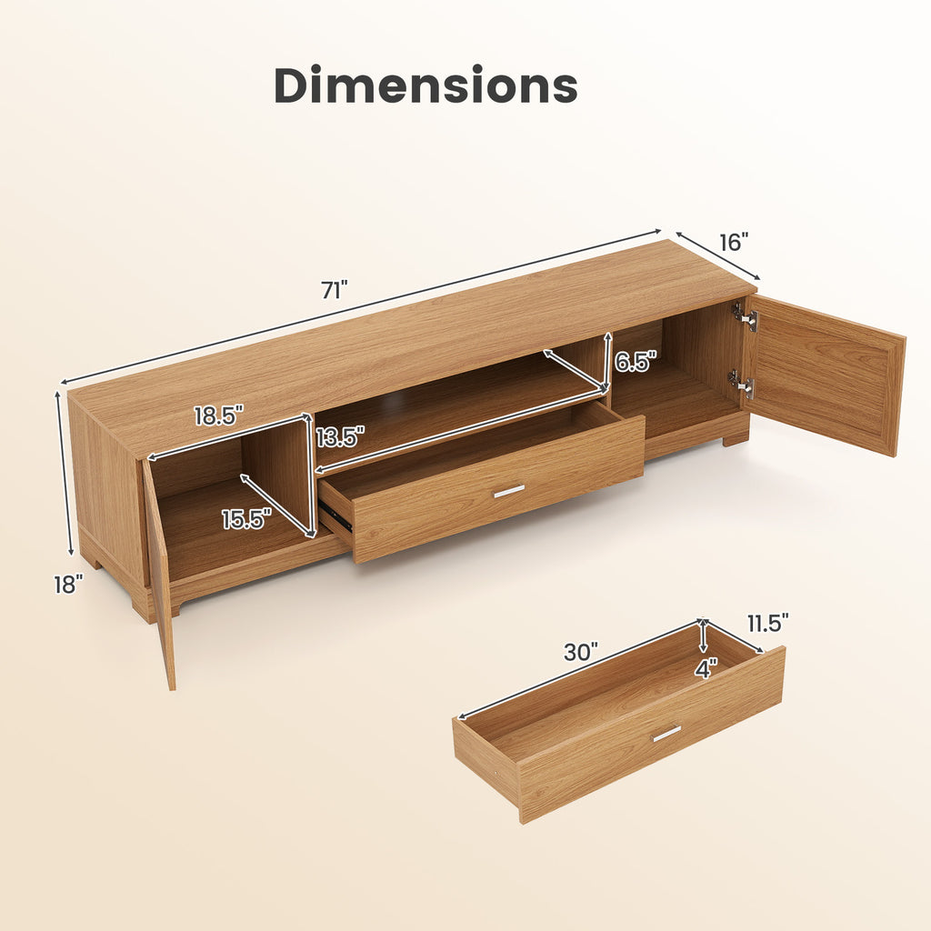 Farmhouse Rustic TV Stand up to 80" - Natural