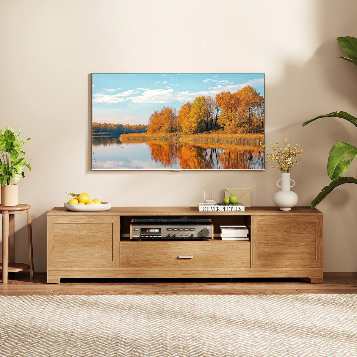 Farmhouse Rustic TV Stand up to 80" - Natural