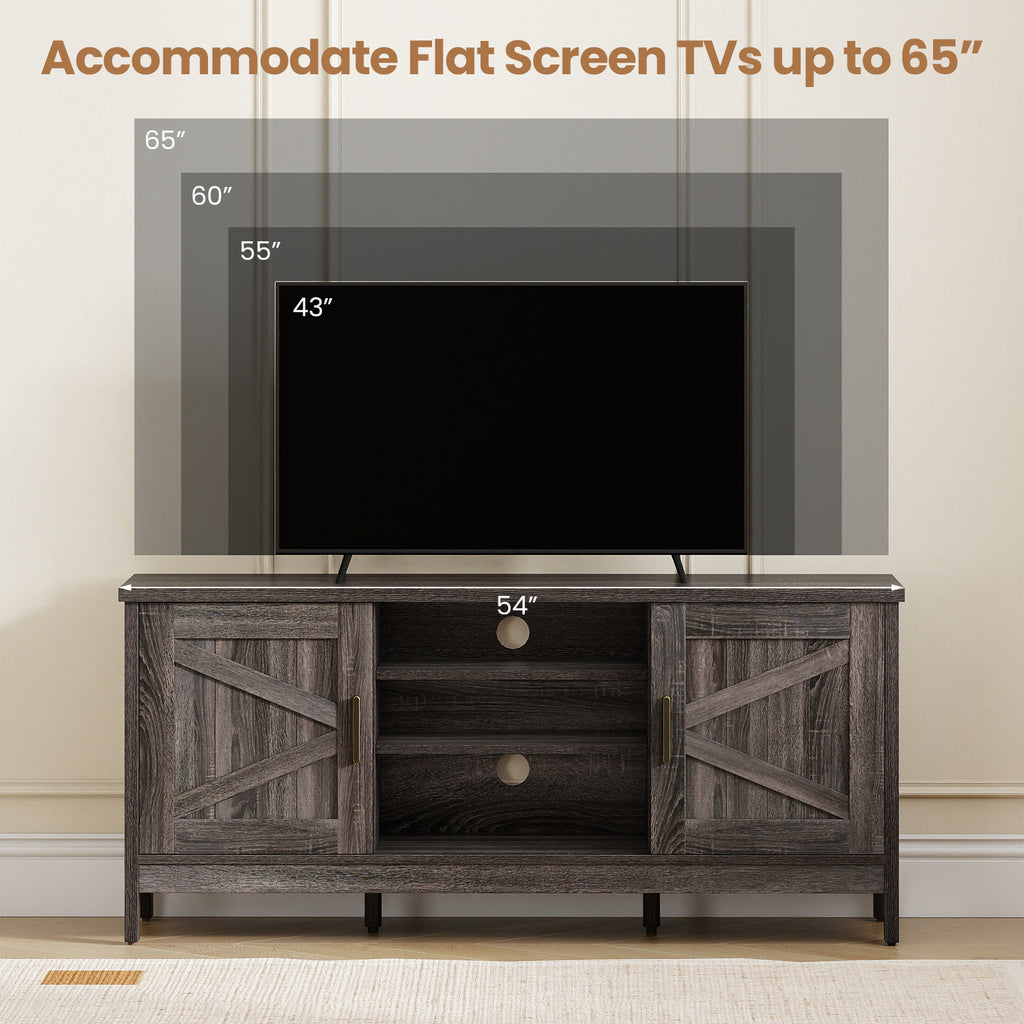 Farmhouse TV Stand for TVs up to 65 Inch - Gray