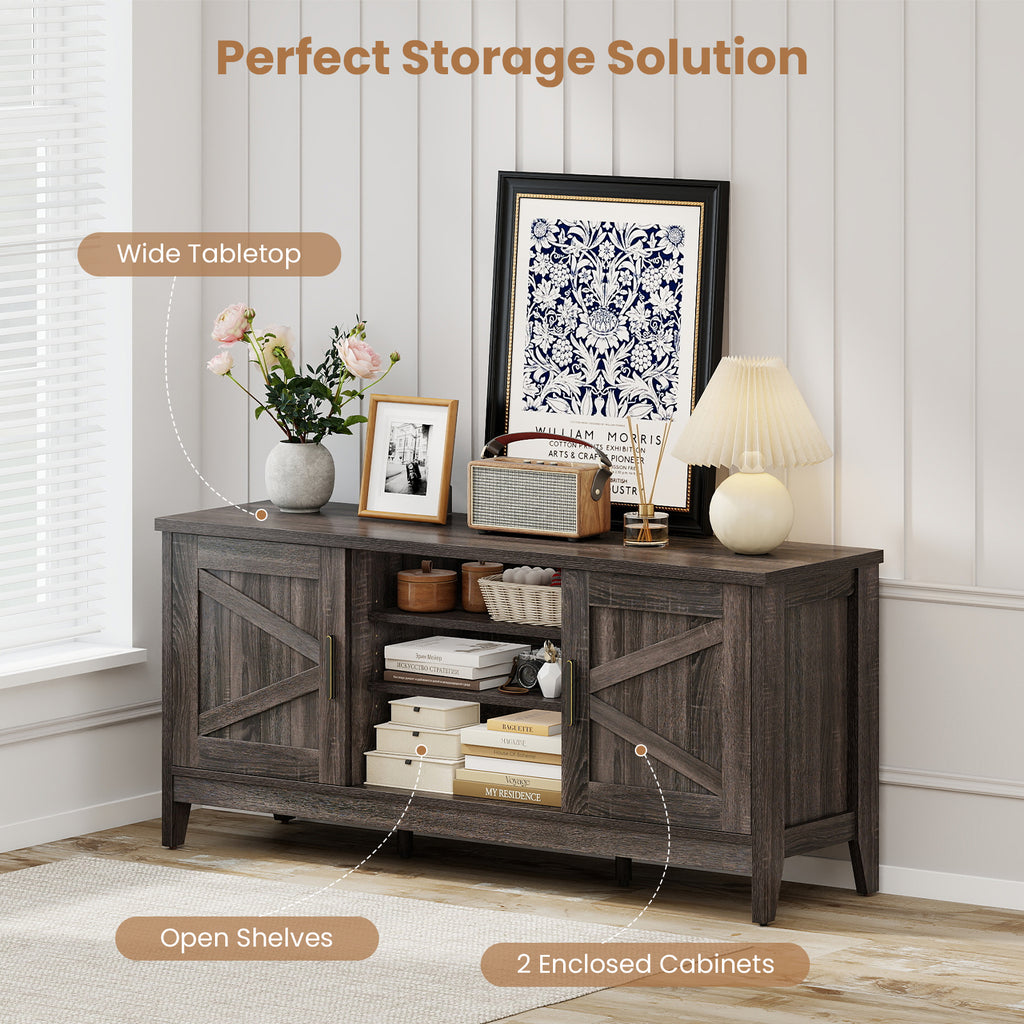 Farmhouse TV Stand for TVs up to 65 Inch - Gray