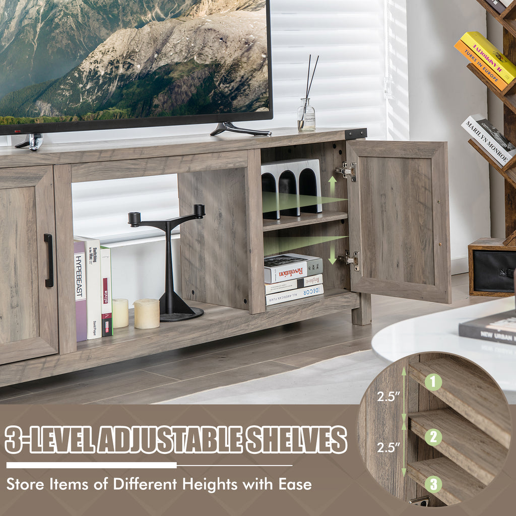 Electric Fireplace TV Stand with Storage – 2 Cabinet & 1 Open Shelf, Natural