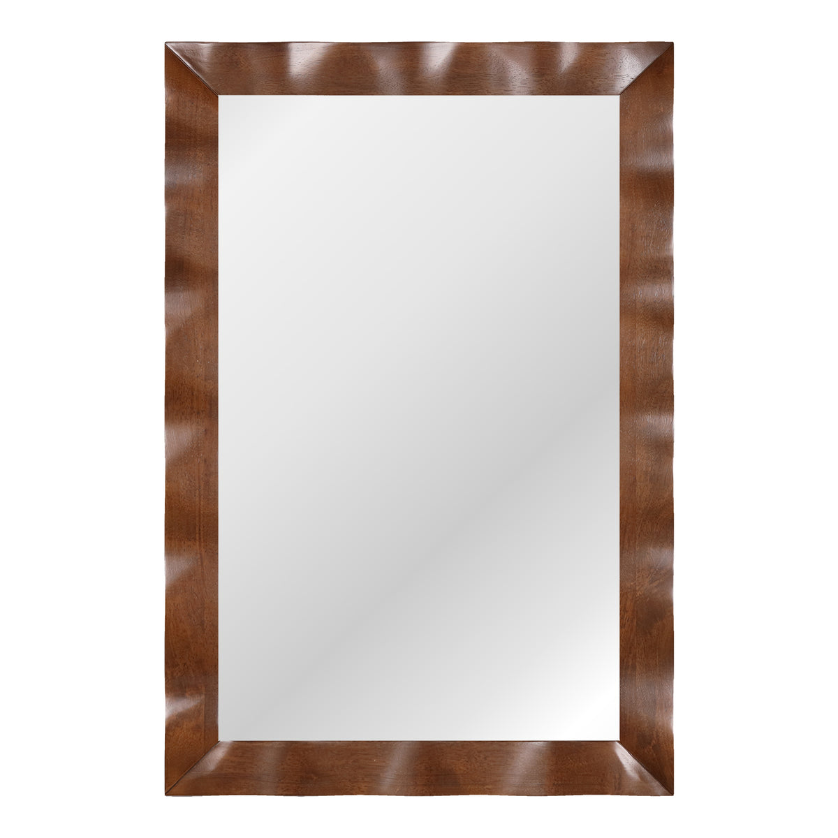 Brown Farmhouse Wall Mirror 41.5x28 Inches Solid Wood Frame Rustic Decor