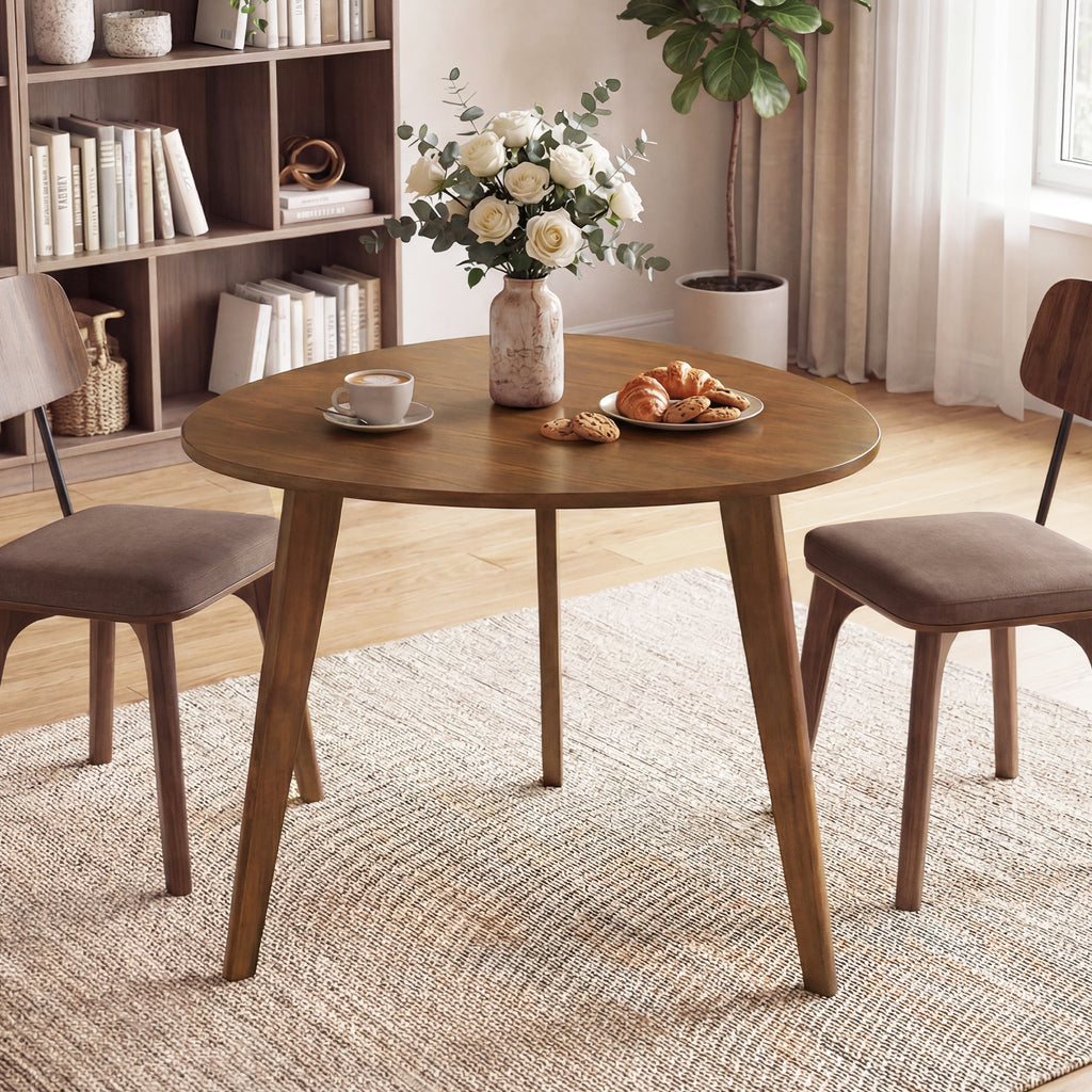 Farmhouse Round Dining Table for 4 - Walnut