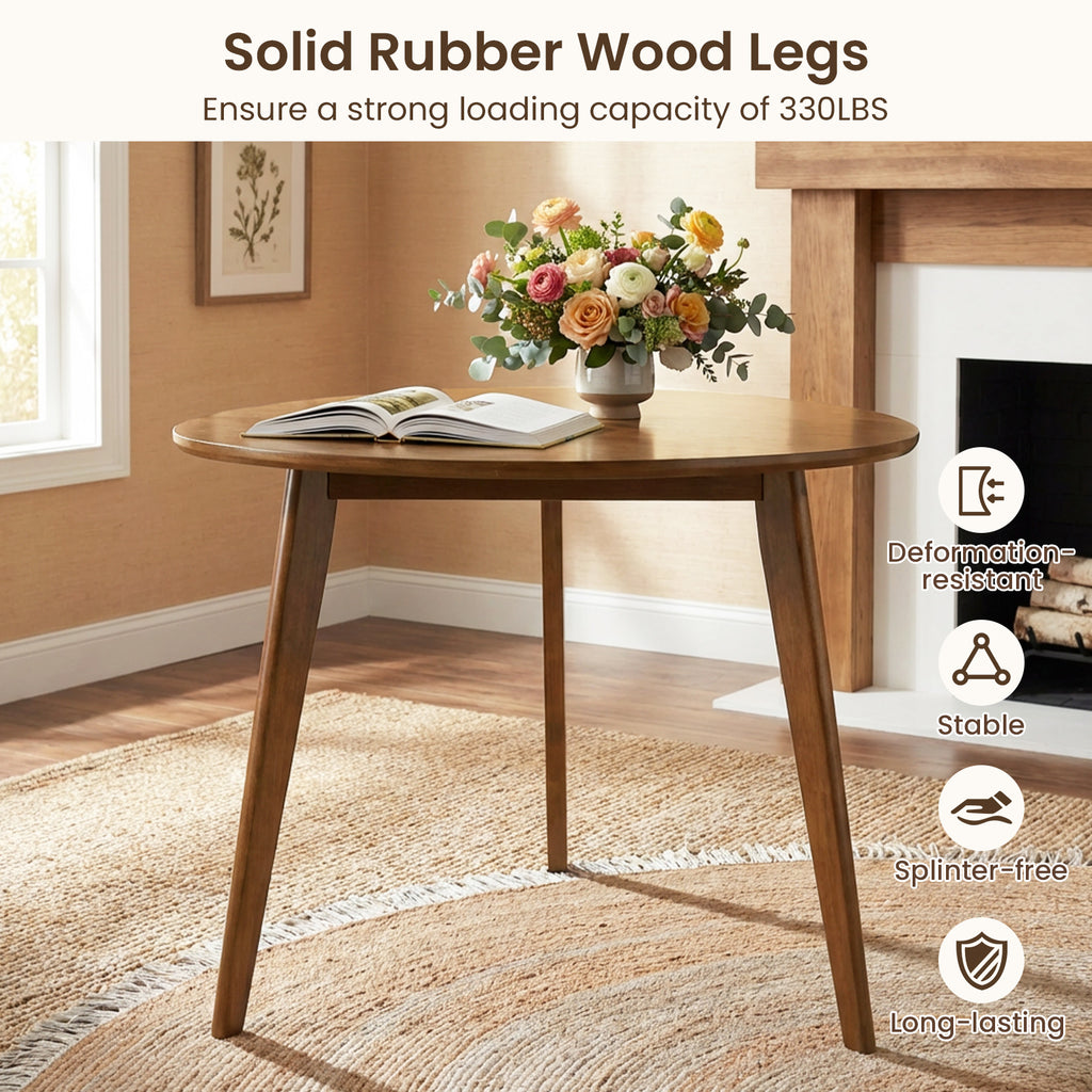 Farmhouse Round Dining Table for 4 - Walnut