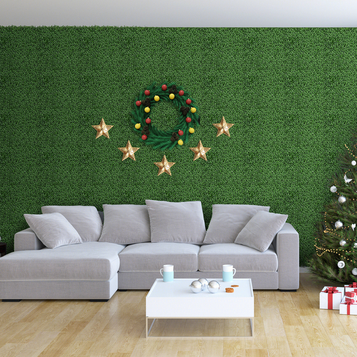 Boxwood Artificial Wall Panels - 20x20 Inch with Insertable Branches, Dense Foliage, Indoor Outdoor Use - Variation: Boxwood