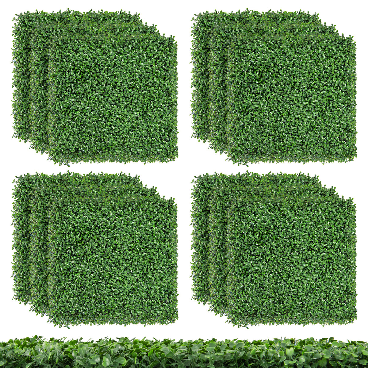 Boxwood Artificial Wall Panels - 20x20 Inch with Insertable Branches, Dense Foliage, Indoor Outdoor Use - Variation: Boxwood