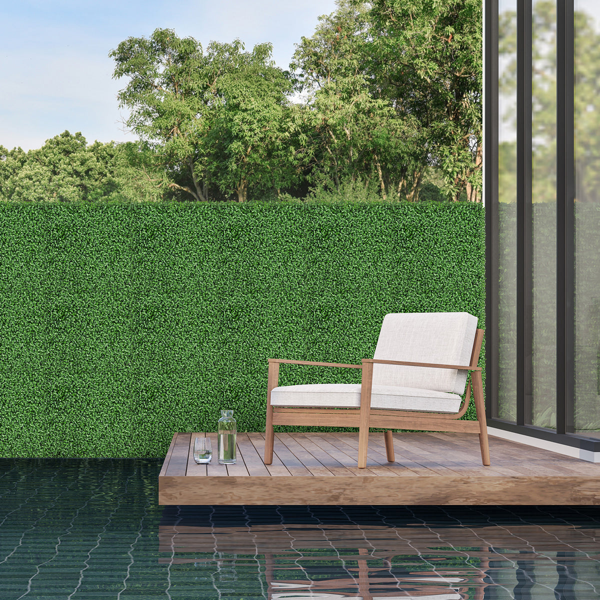 Boxwood Artificial Wall Panels - 20x20 Inch with Insertable Branches, Dense Foliage, Indoor Outdoor Use - Variation: Boxwood