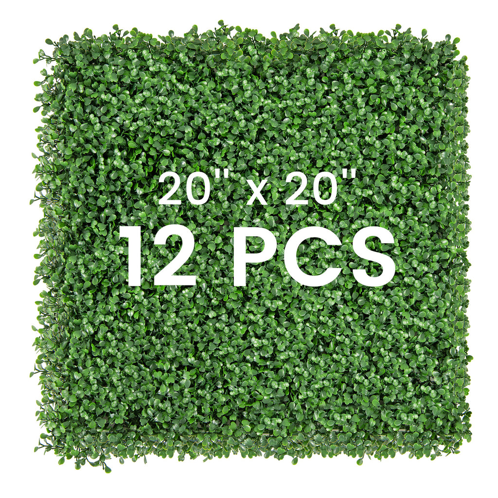Boxwood Artificial Wall Panels - 20x20 Inch with Insertable Branches, Dense Foliage, Indoor Outdoor Use - Variation: Boxwood