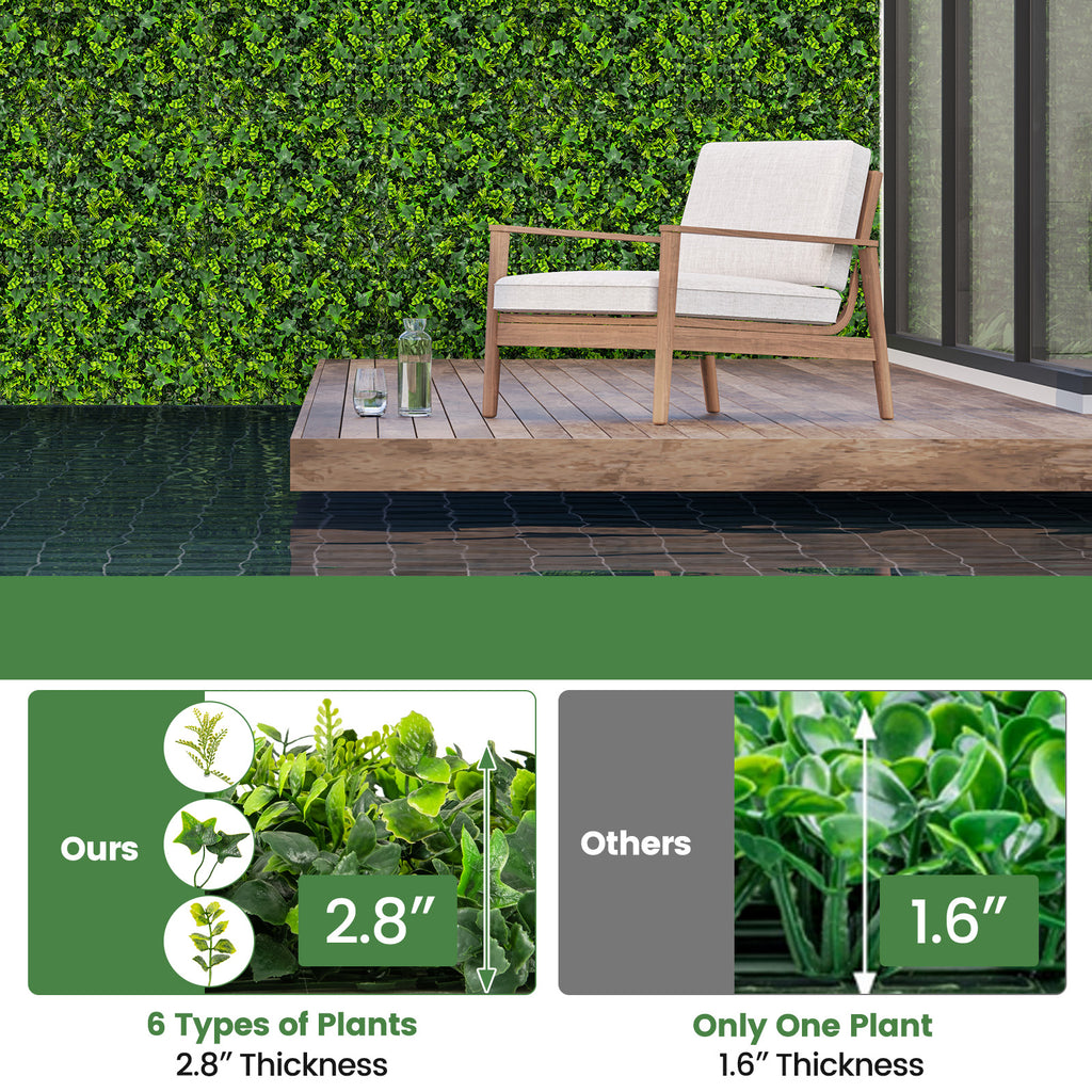 Artificial Greenery Foliage Panels - Mixed Leaves, 20x20 Inch, 12 Pack