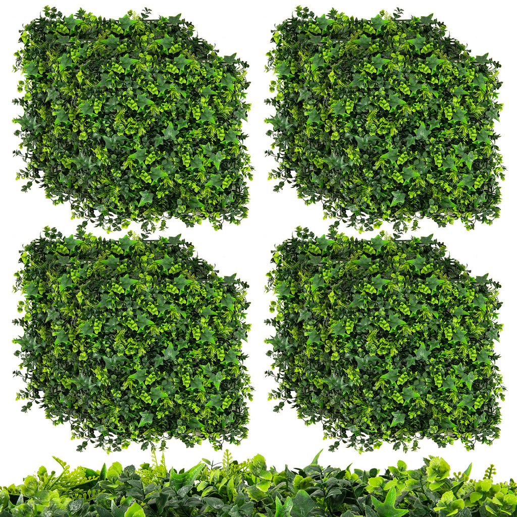 Artificial Greenery Foliage Panels - Mixed Leaves, 20x20 Inch, 12 Pack