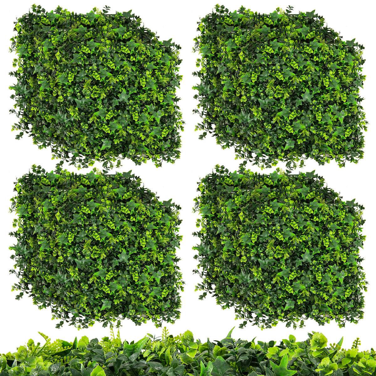 Artificial Greenery Foliage Panels - Mixed Leaves, 20x20 Inch, 12 Pack