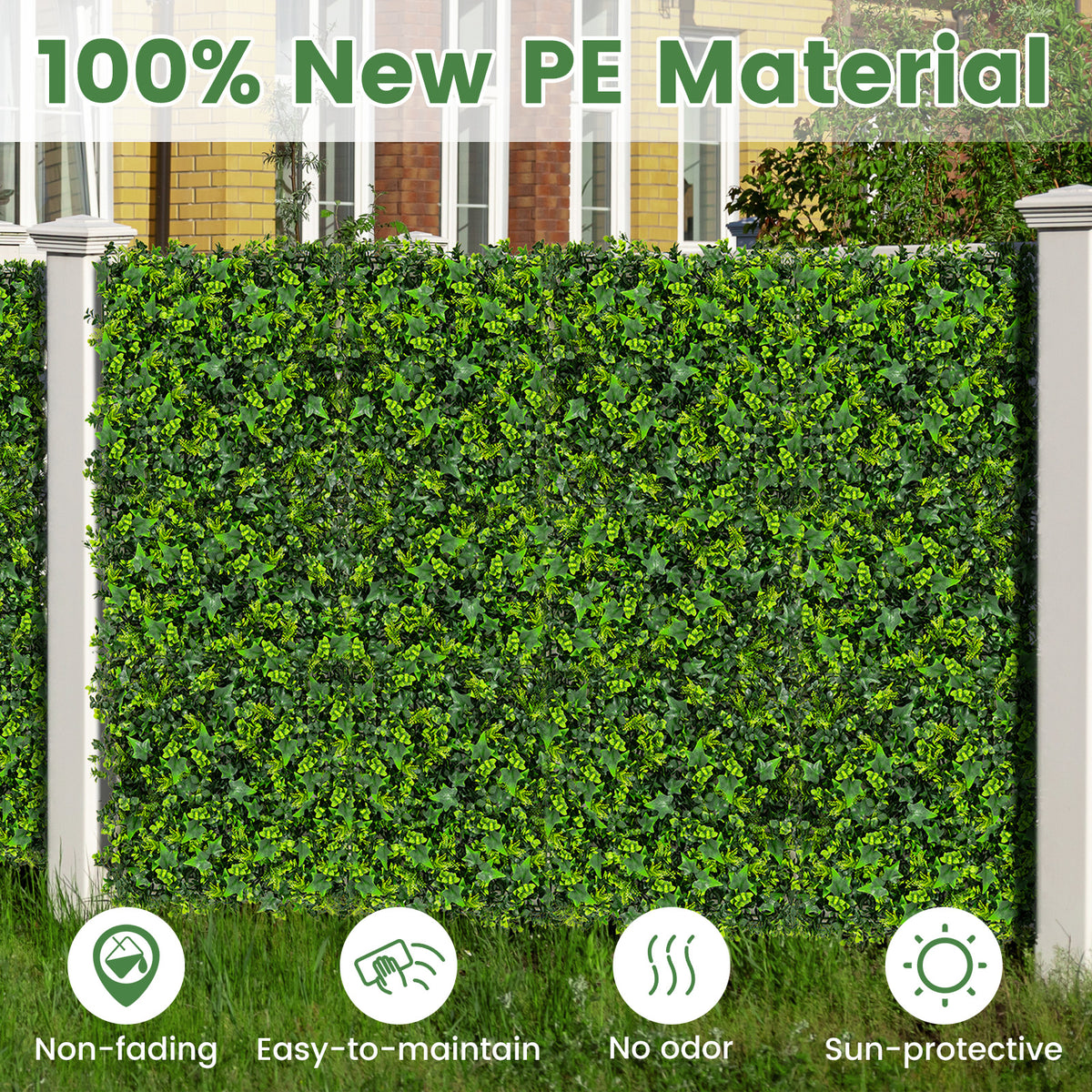 Artificial Greenery Foliage Panels - Mixed Leaves, 20x20 Inch, 12 Pack