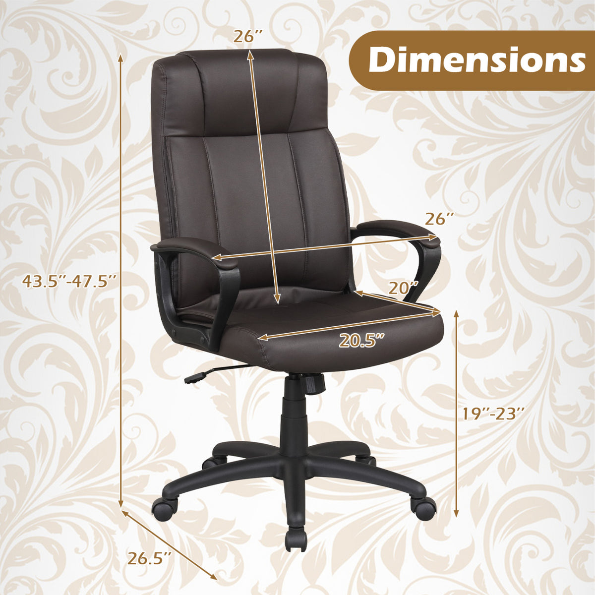 Faux Leather Office Chair with Rocking Function - Brown