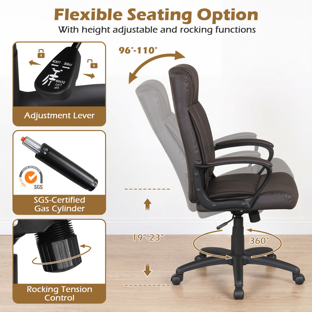 Ergonomic Office Chair with Rocking Function - Brown