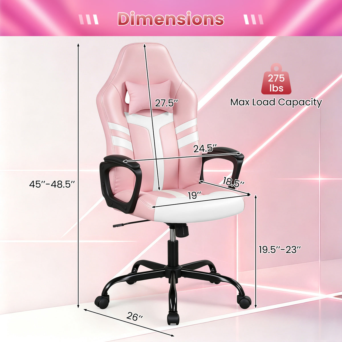 Faux Leather Upholstered Office Chair with Removable Head Pillow and