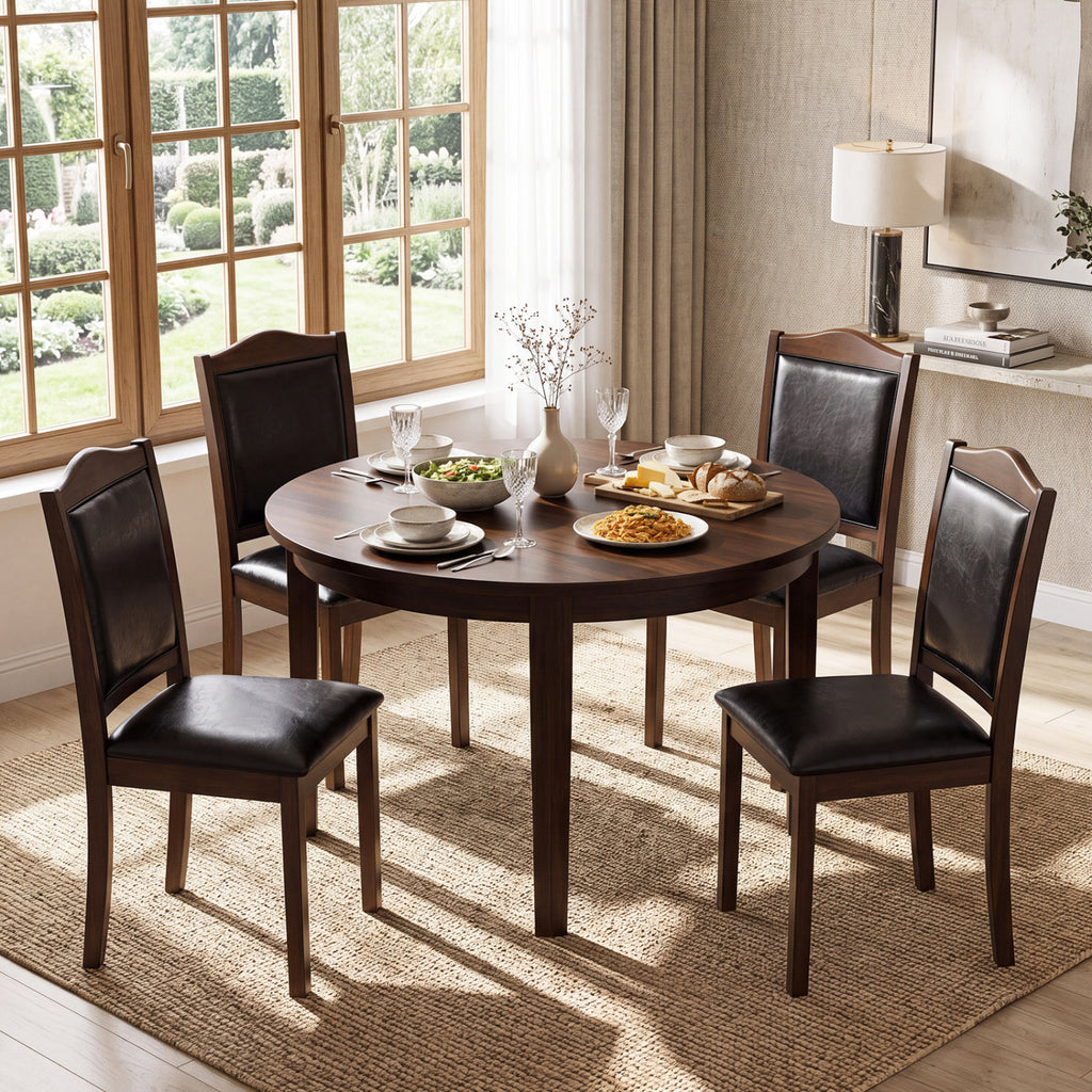 Faux Leather Dining Chairs Set of 4 - Walnut