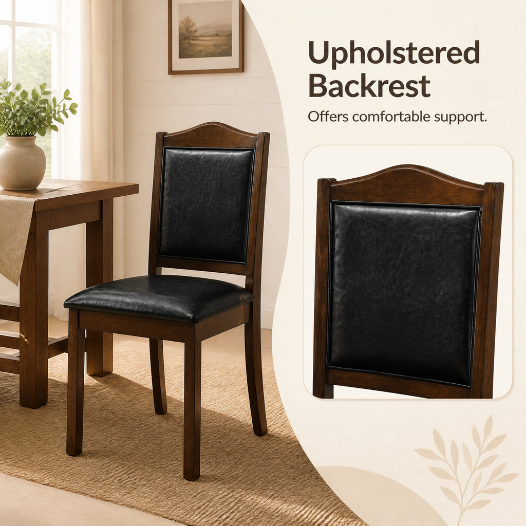 Faux Leather Dining Chairs Set of 4 - Walnut