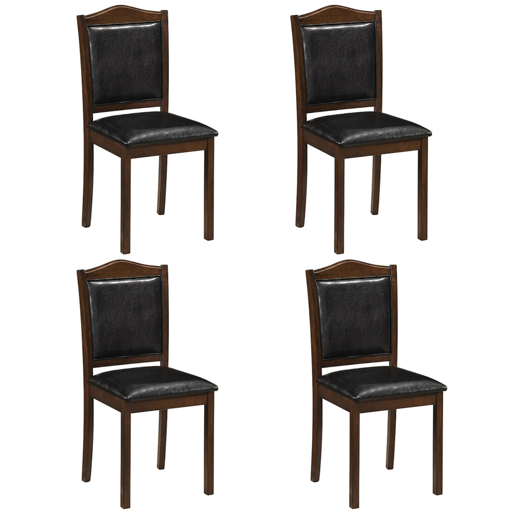 Faux Leather Dining Chairs Set of 4 - Walnut