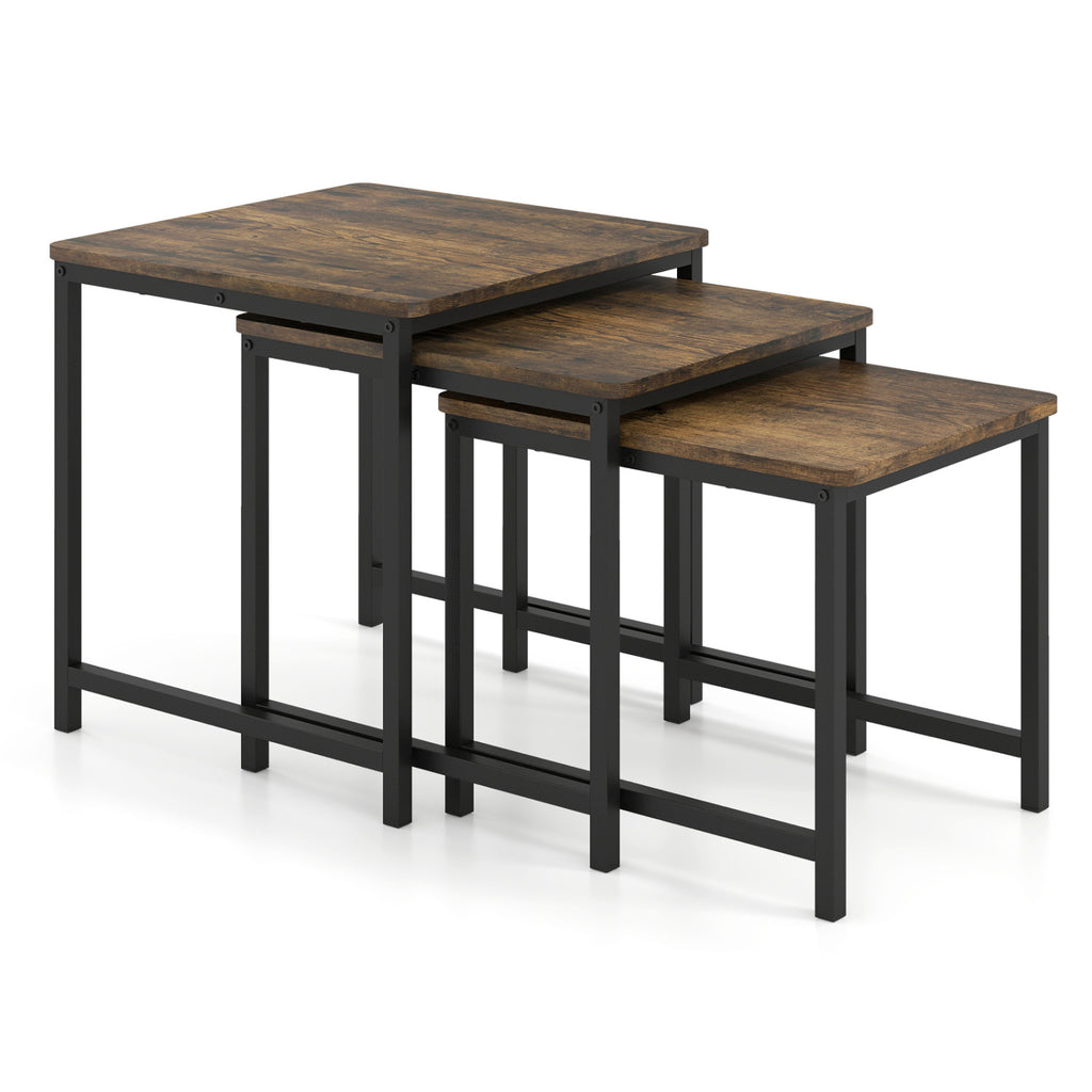 Faux Marble Nesting Table Set of 3 - White