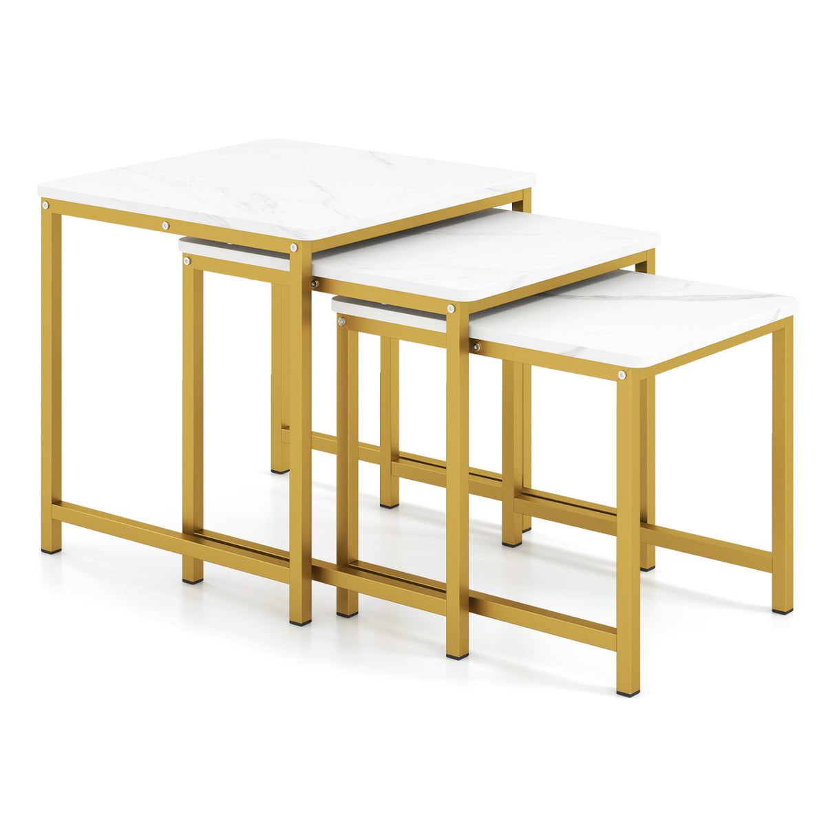Faux Marble Nesting Table Set of 3 - White