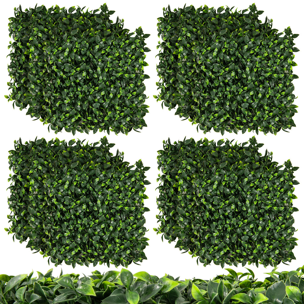 Artificial Gardenia Shrub Grass Wall Panels - 12 Pieces, Green Leaves, 20x20 Inch with Variation Gardenia Leaves