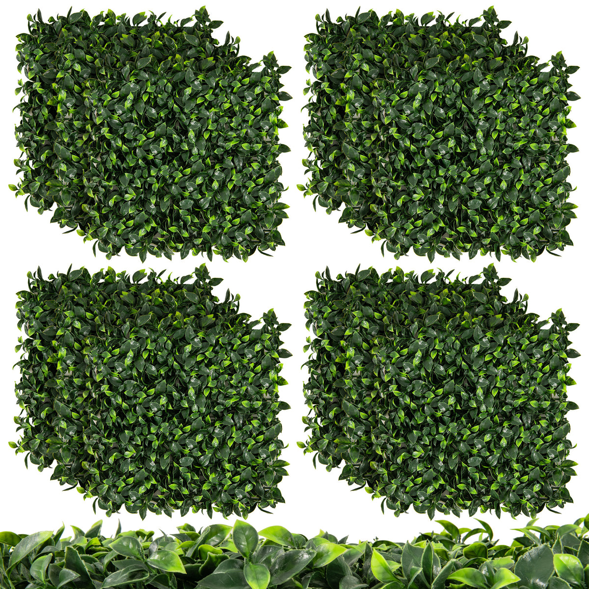 Artificial Gardenia Shrub Grass Wall Panels - 12 Pieces, Green Leaves, 20x20 Inch with Variation Gardenia Leaves