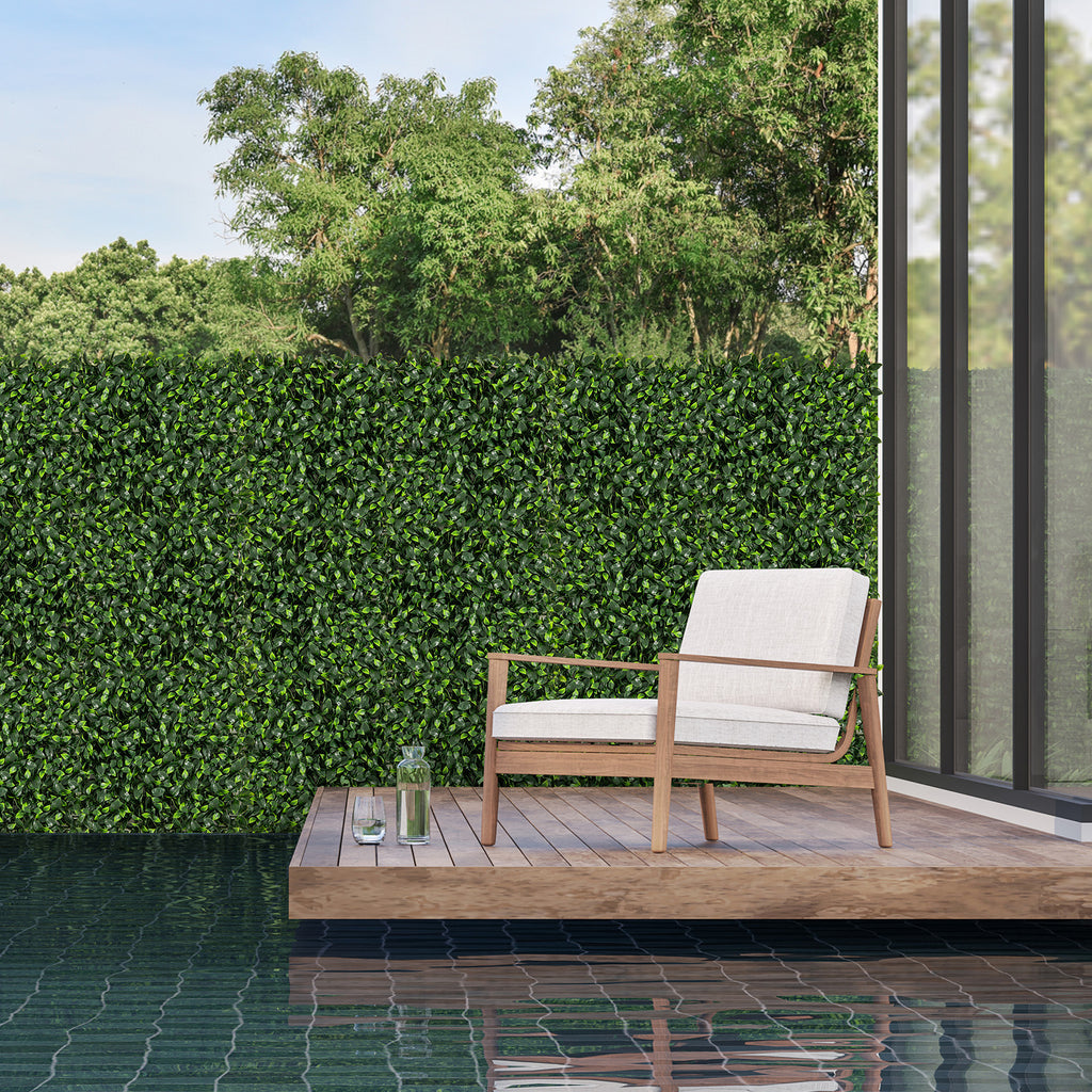 Artificial Gardenia Shrub Grass Wall Panels - 12 Pieces, Green Leaves, 20x20 Inch with Variation Gardenia Leaves