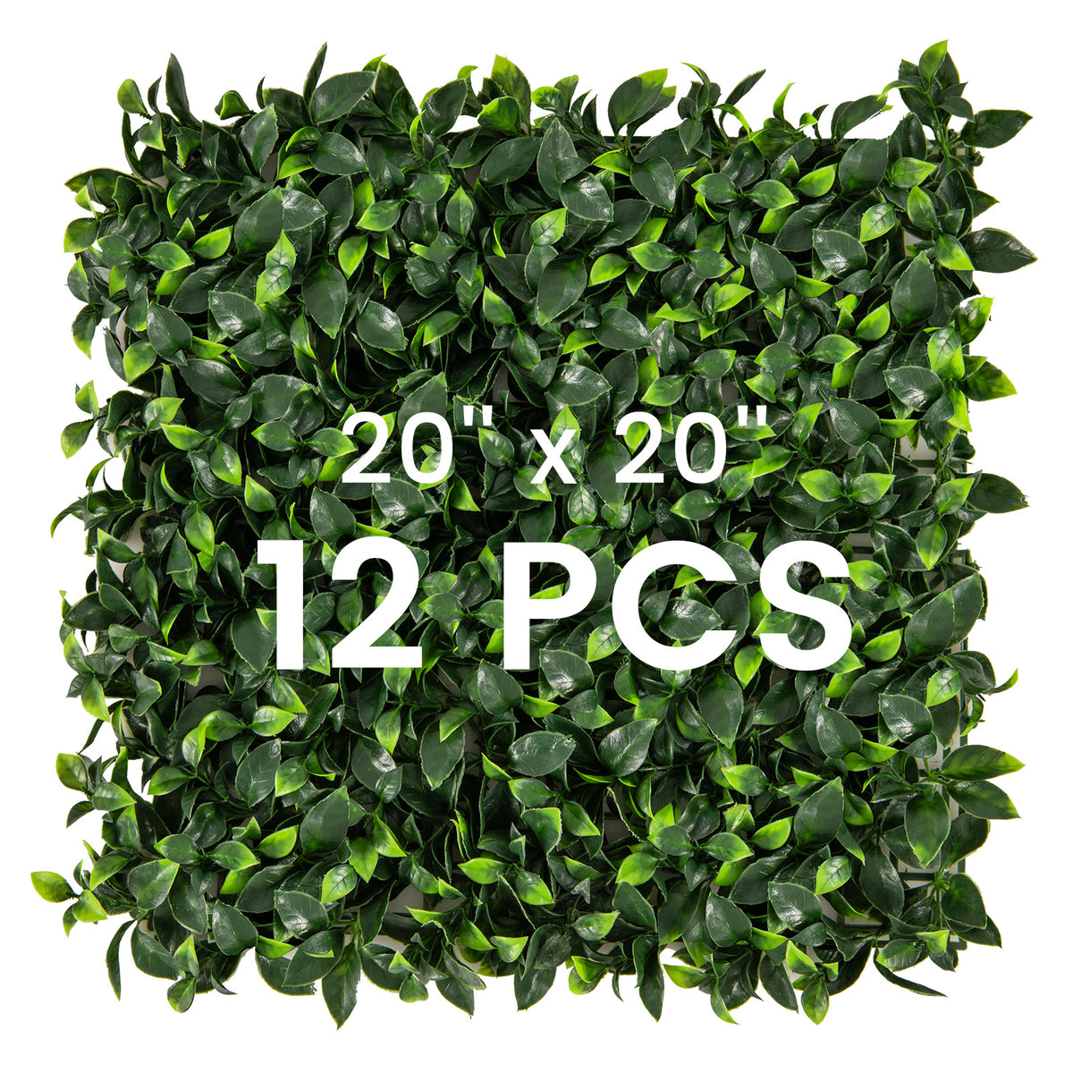Artificial Gardenia Shrub Grass Wall Panels - 12 Pieces, Green Leaves, 20x20 Inch with Variation Gardenia Leaves