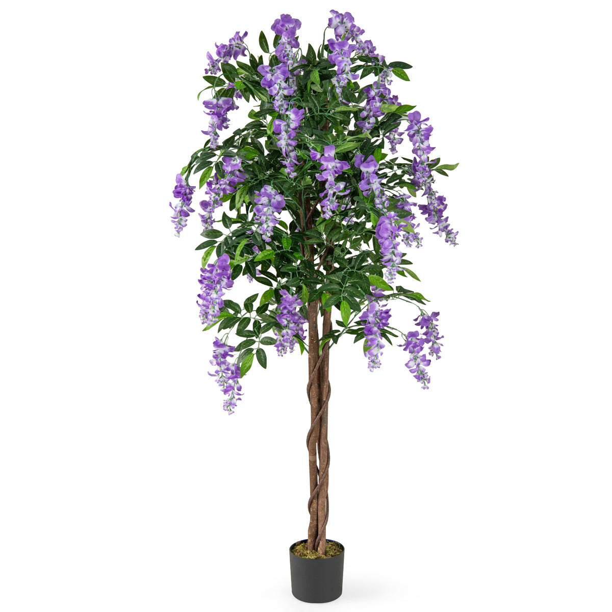 Faux Wisteria Plant Set of 2 - 5.5 FT Artificial Vines with Blooming Flowers, Purple, Natural Look - Variation of THIS listing