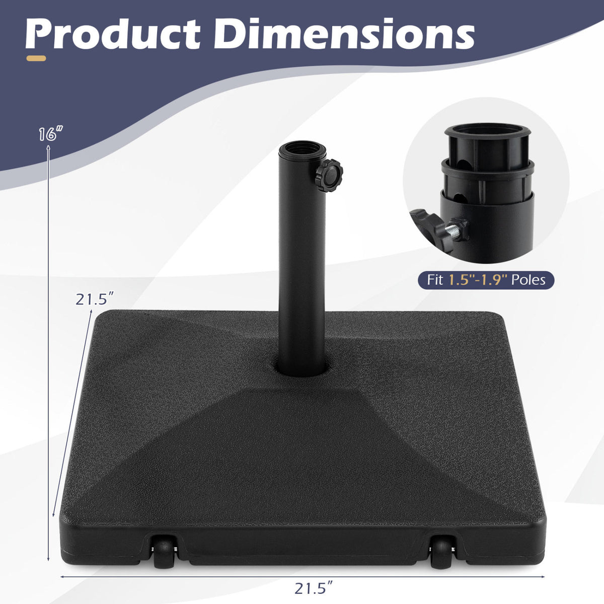 Fillable Umbrella Base 90 LBS Heavy Duty with 2 Wheels