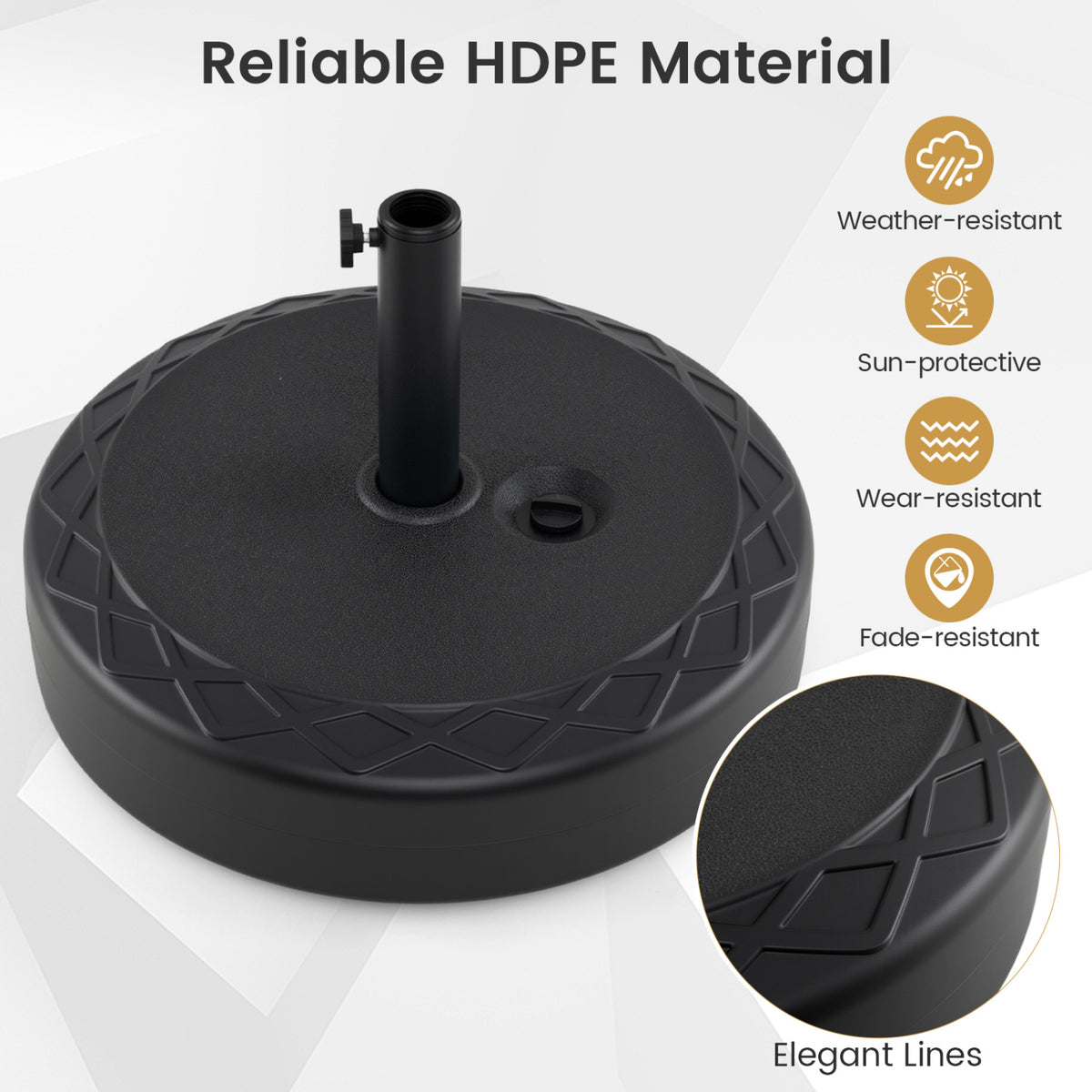 Fillable Umbrella Base 90 LBS Heavy Duty Market Stand - Black