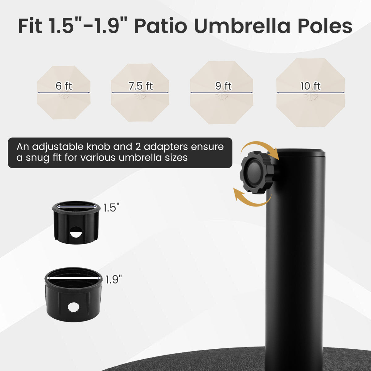 Fillable Umbrella Base 90 LBS Heavy Duty Market Stand - Black