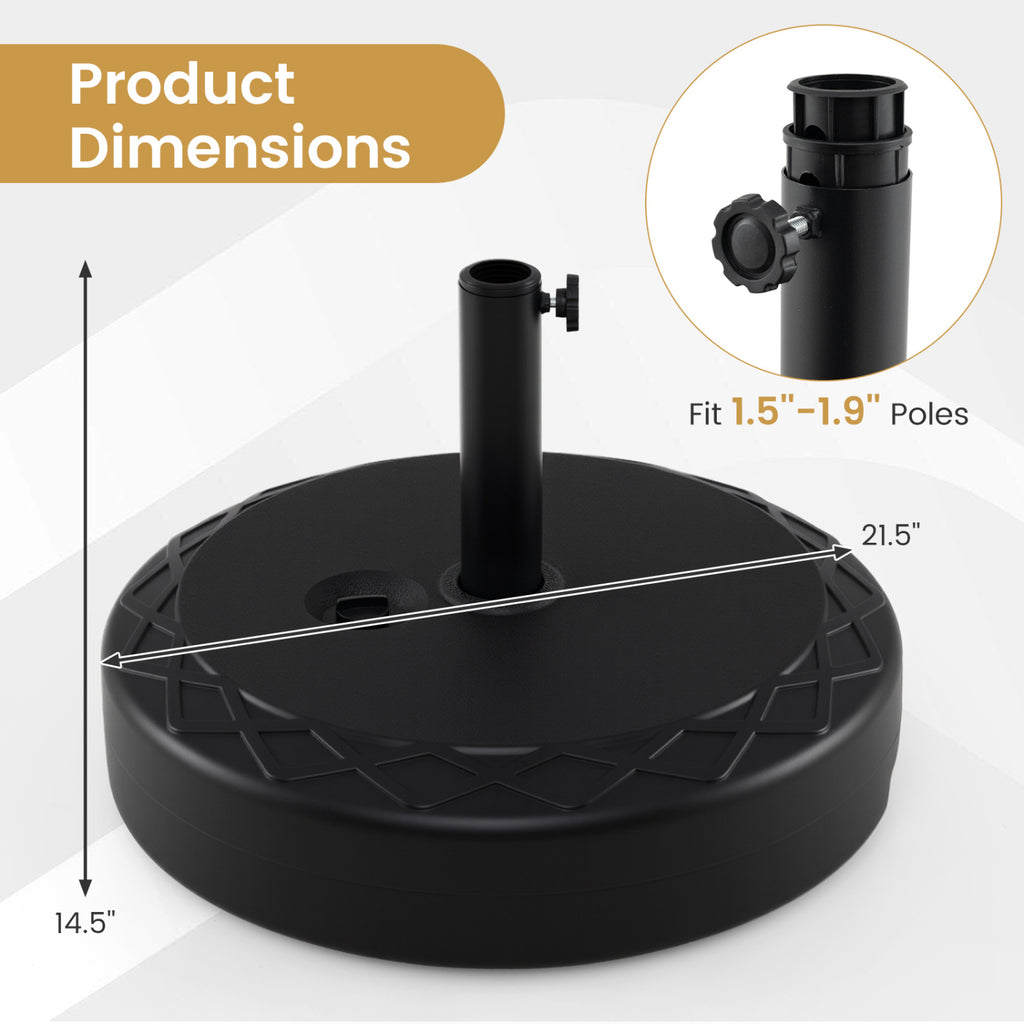 Fillable Umbrella Base 90 LBS Heavy Duty Market Stand - Black