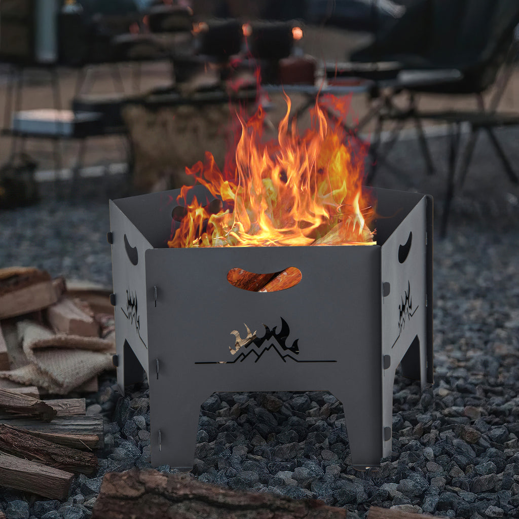 19 Inch Pentagon Collapsible Fire Pit with Storage Bag