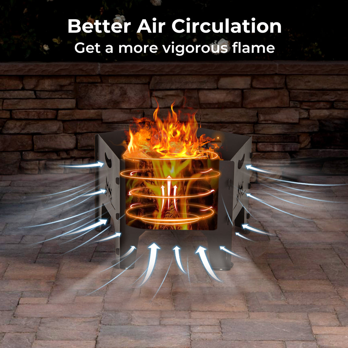 19 Inch Pentagon Collapsible Fire Pit with Storage Bag