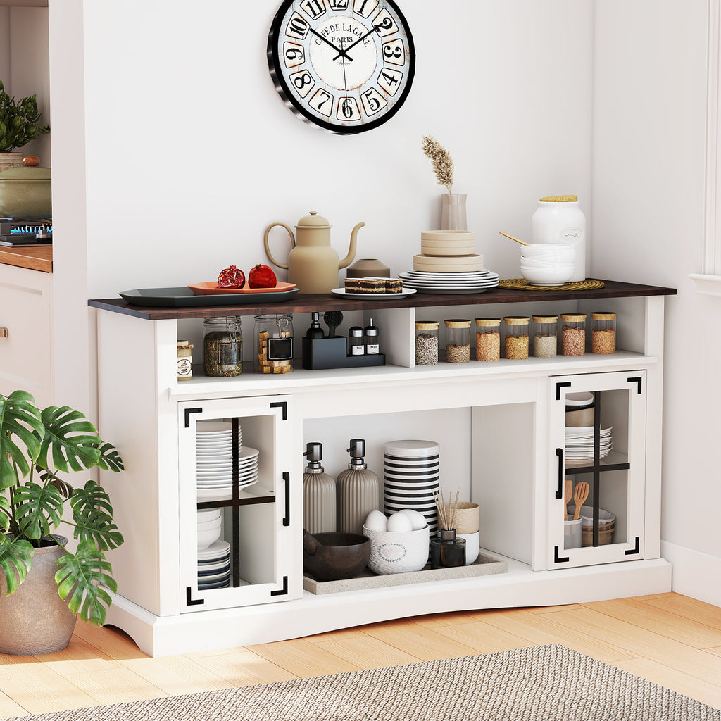TV Stand with LED Lights and Remote Control - Fireplace Compatible, 50" TV, White