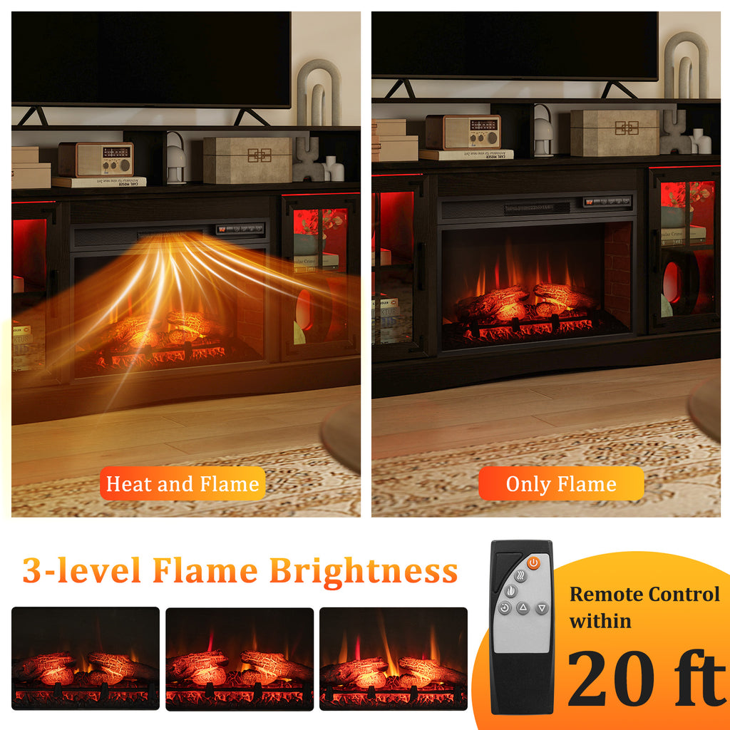 Fireplace TV Stand with Remote Control & Thermostat for 50" TV, Black