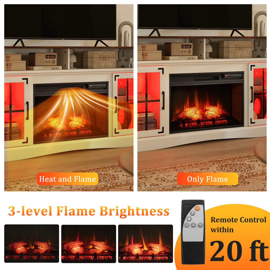 Fireplace TV Stand with Heat and Remote Control – White, For 50" TV
