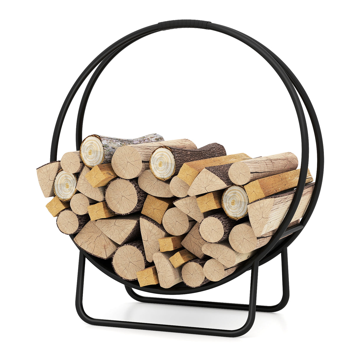 20-Inch Firewood Log Hoop Rack with Stand – Heavy-Duty Metal