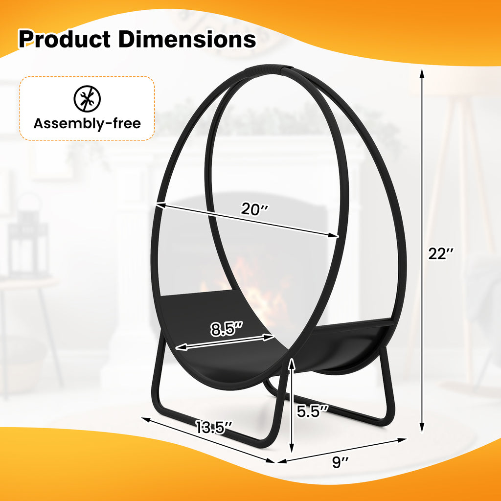 20-Inch Firewood Log Hoop Rack with Stand – Heavy-Duty Metal