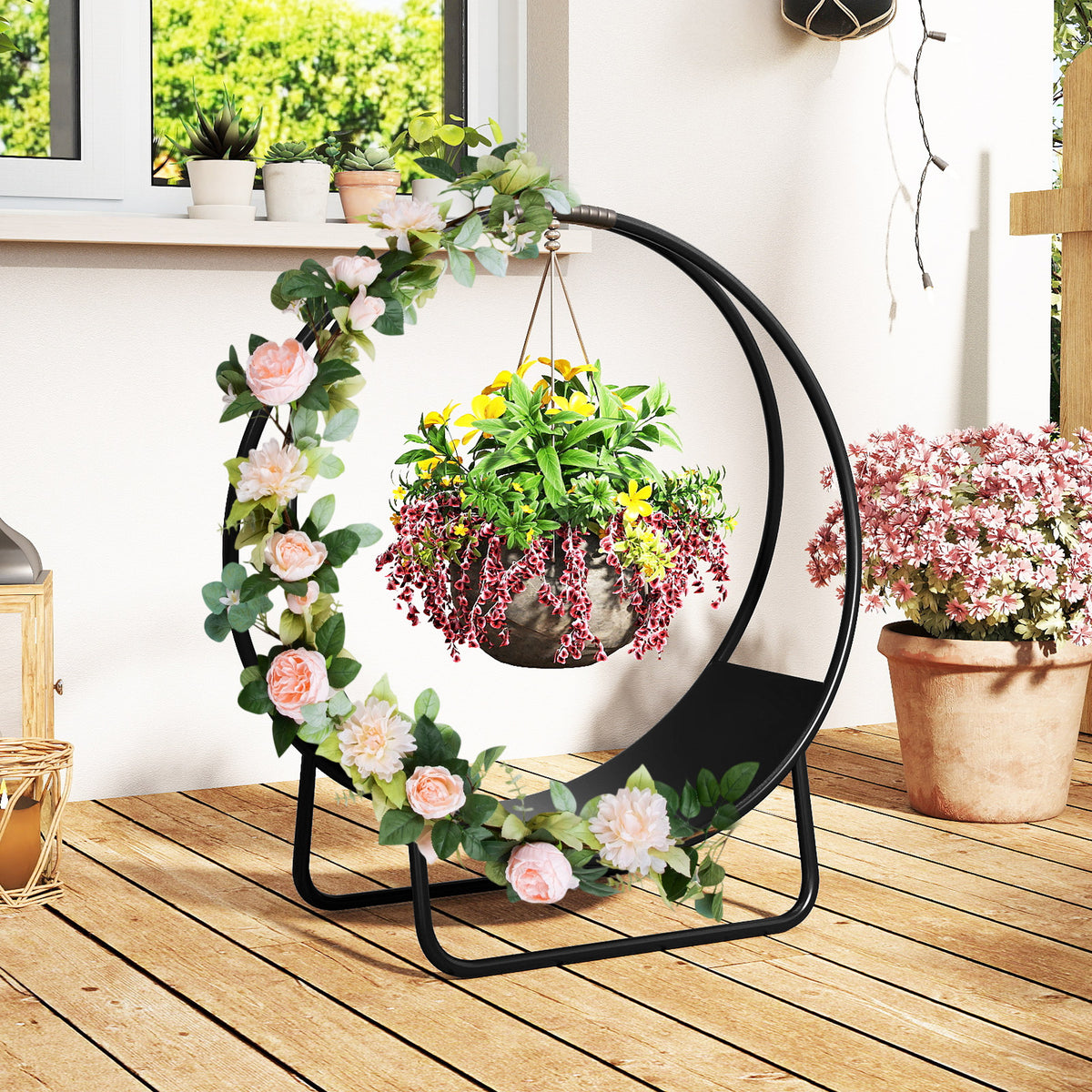 20-Inch Firewood Log Hoop Rack with Stand – Heavy-Duty Metal