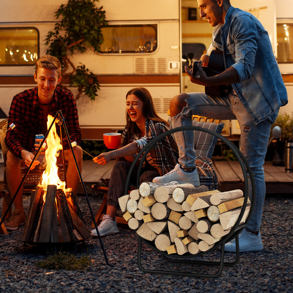 20-Inch Firewood Log Hoop Rack with Stand – Heavy-Duty Metal