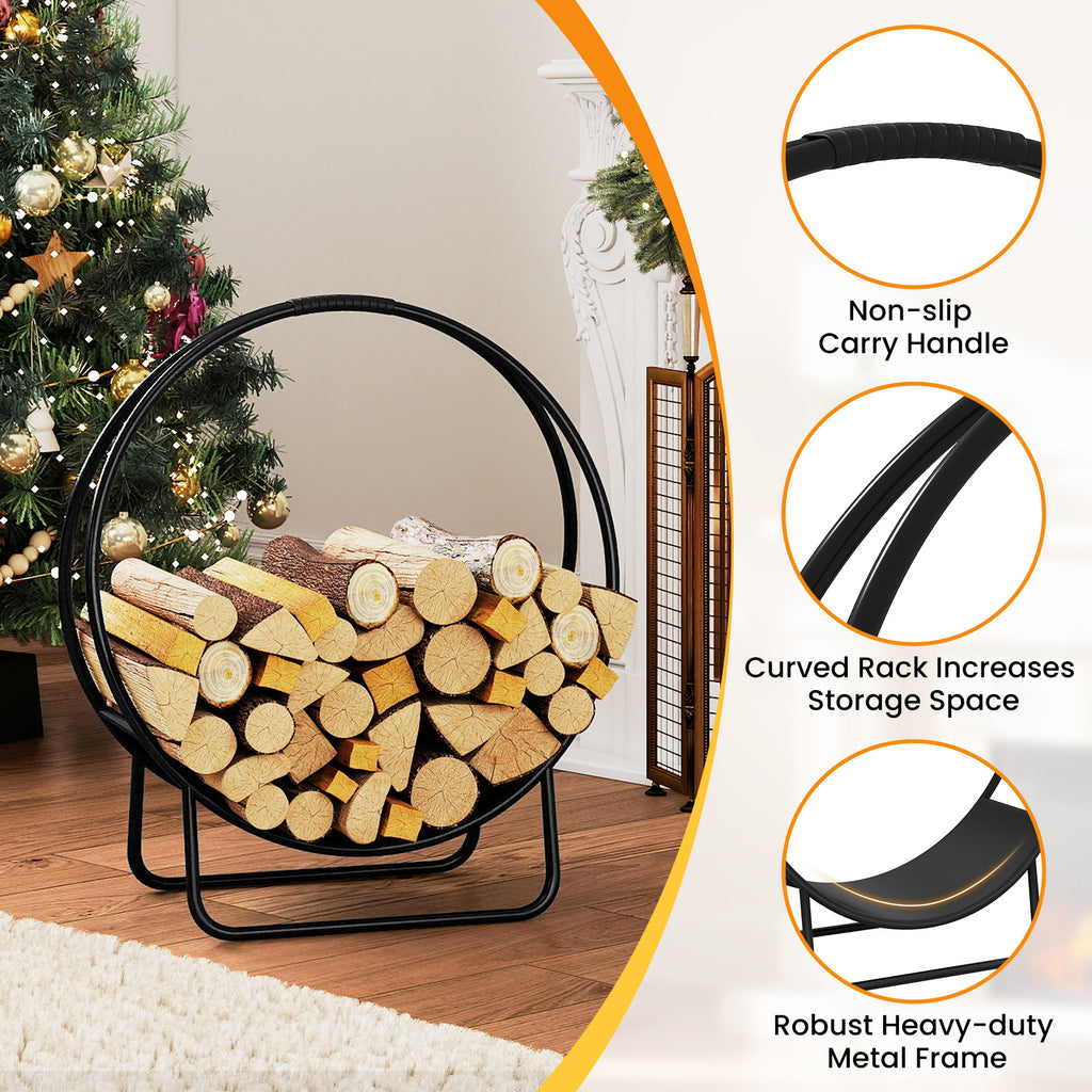 20-Inch Firewood Log Hoop Rack with Stand – Heavy-Duty Metal