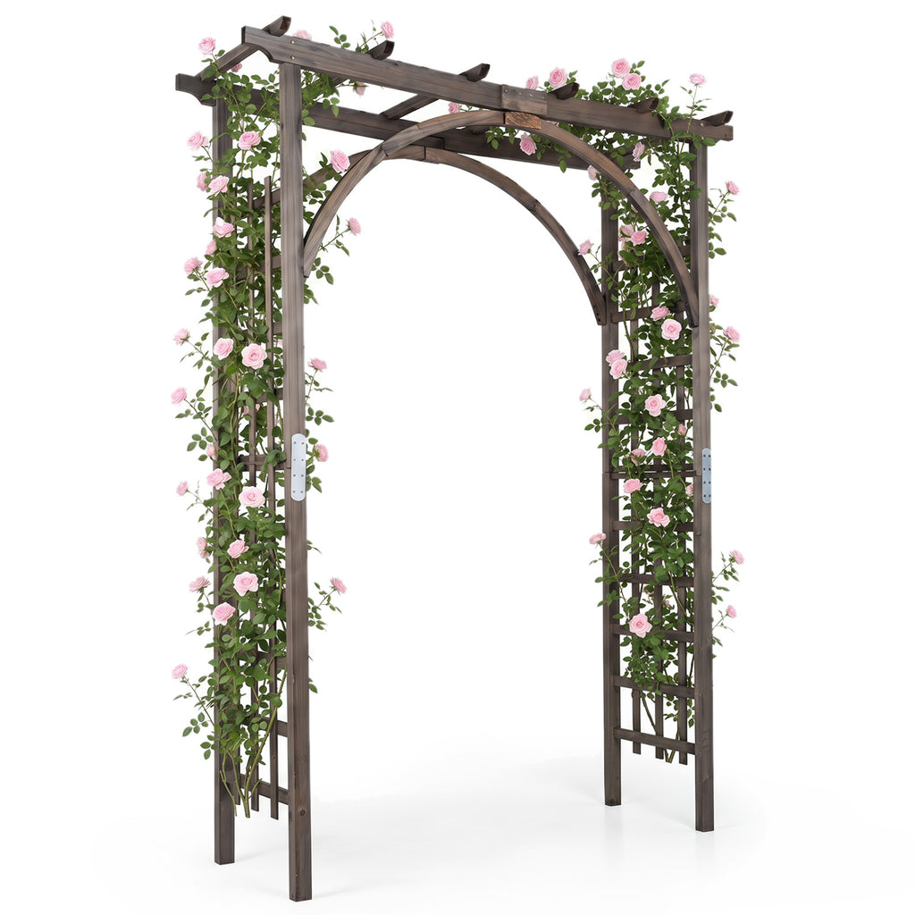 Flat Top Garden Arch Trellis 85" Tall Wood for Climbing Plants and