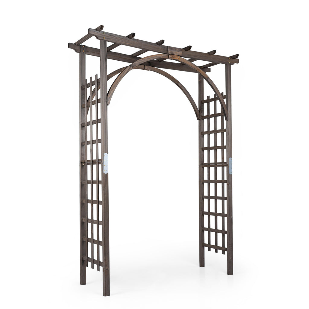 Flat Top Garden Arch Trellis 85" Tall Wood for Climbing Plants and