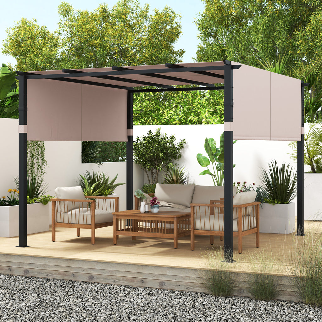 10x10 Retractable Canopy Pergola - Beige