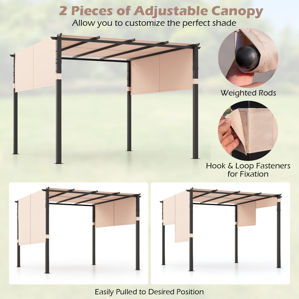 10x10 Retractable Canopy Pergola - Beige
