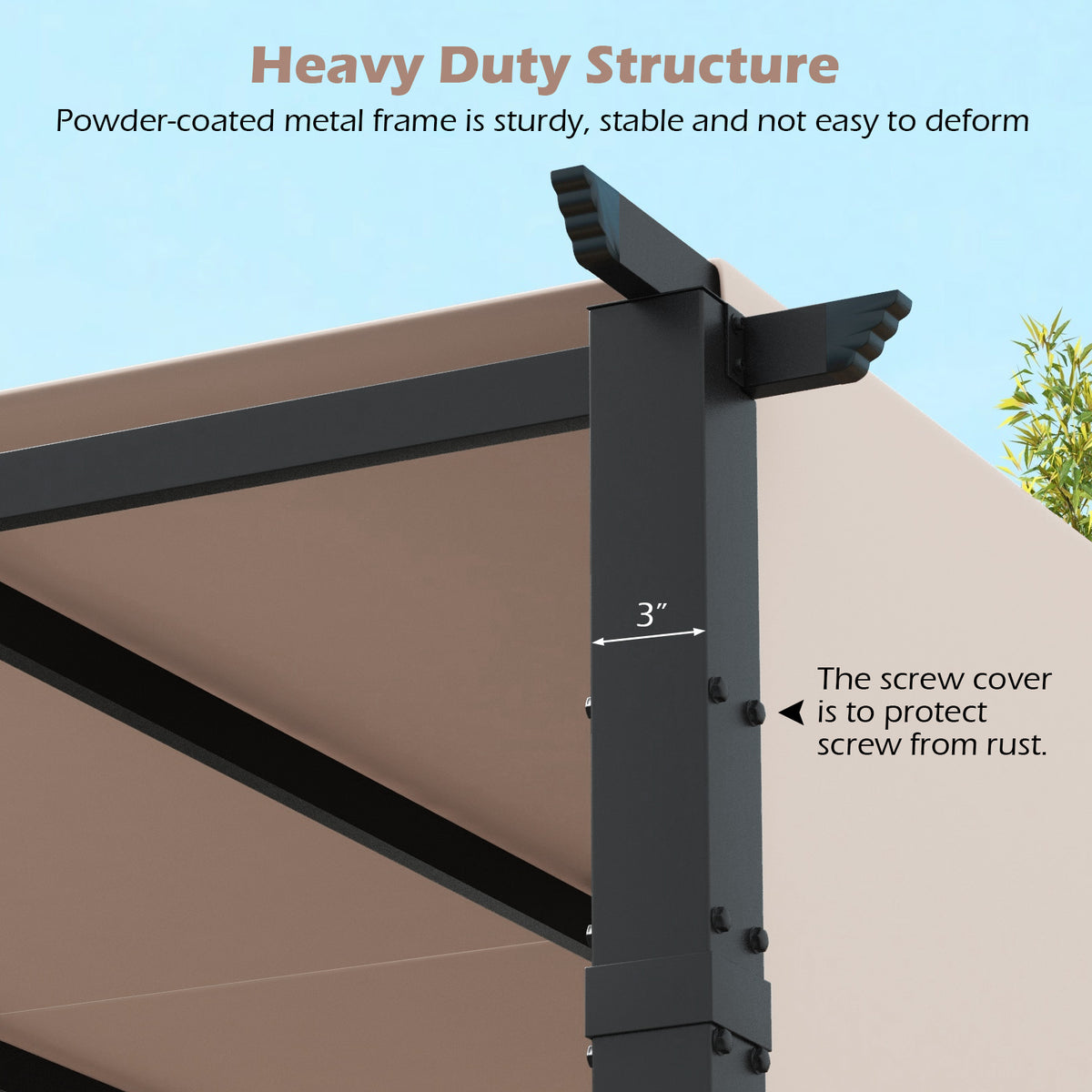 10x10 Retractable Canopy Pergola - Beige