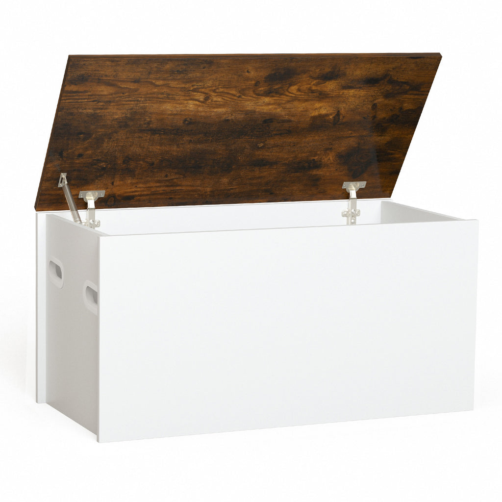 White Flip-top Storage Chest with Self-hold Cover and Pneumatic Rod - Kids Toy & Shoe Bench